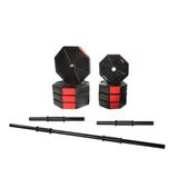 Tan Spor 60 Kg (150 cm) DÜZ BARLI Dambıl - Ağırlık - Halter - Vücut Geliştirme Seti KIRMIZI Kapaklı