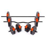 Tan Spor 60 KG Dambıl Halter Ağırlık Full Kısa + Düz + Z Bar Set Kırmızı Kapaklı