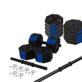 Tan Spor 70 Kg DÜZ BAR (150 cm) Dambıl Ağırlık Halter SETİ Mavi Kapaklı