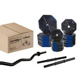 Tan Spor 70 Kg Z BARLI Dambıl Dumbell Ağırlık Halter Vücut Geliştirme SETİ Mavi Kapaklı