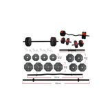 TAN SPOR 70kg Düz Bar 150cm+ Z Bar 120cm Dambıl Halter Full Set Kırmızı Kapaklı