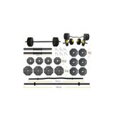 Tan Spor 80 Kg DÜZ BAR (150 cm) + Z BAR (120 cm) FULL Dambıl Halter Ağırlık Set SARI Kapaklı
