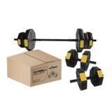 Tan Spor 90 Kg DÜZ BAR (150 cm) Dambıl Halter Ağırlık Vücut Geliştirme SETİ Sarı Kapaklı