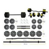 Tan Spor 90 Kg DÜZ BAR (150 cm) + Z BAR (120 cm) Dambıl Halter Ağırlık FULL Set SARI Kapaklı