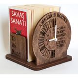 Tanatolye Kişiye Özel Ahşap Kitap Tutucu ve Okuma Standı – Masa Saati, Kitaplık Bölmeli, Masaüstü Organizer - Ahşap - Kahverengi