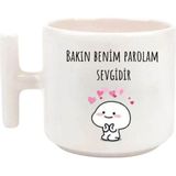 Tanem Bakın Benim Parolam Sevgidir - T Kulp Kupa - Beyaz