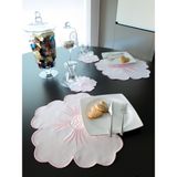 Tanem Home Çiçek Desen Nakışlı Amerikan Servis Seti, Kokteyl Sunum Peçetesi Ithal Keten - 35 x 35 cm - Pembe