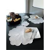 Tanem Home İthal Keten Çiçek Desen Nakışlı Masa Örtüsü Seti 6 Kişilik 12 Parça Oval Beyaz - 35 x 35 cm