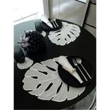 Tanem Home Ithal Keten Kumaş Yaprak Desen Nakışlı 4 Kişilik 16 Parça Amerikan Servis Seti - 35 x 45 cm - Ekru
