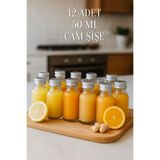 Tanemce 12 Adet Şeffaf Cam Shot Şişesi Sızdırmaz Gümüş Metal Kapaklı Hediyelik Koku Süs Çok Amaçlı Şişe 50ml