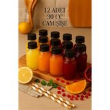 Tanemce 12 Adet Şeffaf Cam Shot Şişesi Sızdırmaz Siyah Plastik Kapaklı Kolonya Koku Süs Çok Amaçlı Şişe 30ml