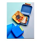 Tanemce 2 Katlı Mat Mavi Kare Mini Lunch Box Yemek Saklama Beslenme Kutusu Öğrenci Okul İşyeri Sefer Tası