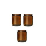 Tanemce 3 Adet 210 ml Cam Kavanoz Amber Mumluk 210 Cc Metal Siyah Kapaklı Mum Kavanozu Kahverengi
