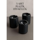 Tanemce 3 Adet XL Koku Yapmaz Dumansız Siyah Plastik Küllük Oto Kül Tablası Araç İçi Kül Tabağı