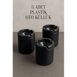 Tanemce 3 Adet XL Koku Yapmaz Dumansız Siyah Plastik Küllük Oto Kül Tablası Araç İçi Kül Tabağı