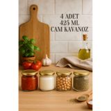 Tanemce 4 Adet 425 ml Metal Gold Konserve Kapaklı Yoğurt, Sosluk, Baharatlık, Menemen 425 Cc Cam Kavanoz