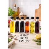 Tanemce 6 Adet 100 ml Şeffaf Dorika Sızdırmaz Kapaklı Yuvarlak Sos, Yağ Çok Amaçlı 100 Cc Boş Cam Şişe