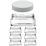 Tanemce 6 Adet 50 ml Plastik Beyaz Kapaklı Ve Iç Kapaklı 50 Cc Şeffaf Cam Krem Kavanozu