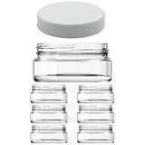 Tanemce 6 Adet 50 ml Plastik Beyaz Kapaklı Ve Iç Kapaklı 50 Cc Şeffaf Cam Krem Kavanozu