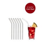 Tanemce 6 Adet Şeffaf Cam Eğimli Pipet - Cam Pipet 6'lı