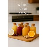 Tanemce 6 Adet Şeffaf Cam Shot Şişesi Mantar Tıpalı Hediyelik Koku Süs Çok Amaçlı Şişe 50ml