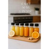 Tanemce 6 Adet Şeffaf Cam Shot Şişesi Siyah Plastik Kapaklı Hediyelik Kolonya Kavanoz Çok Amaçlı Şişe 50ml