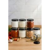 Tanemce 8 Adet 425 ml Metal Siyah Konserve Kapaklı Yoğurt, Sosluk, Baharatlık, Menemen 425 Cc Cam Kavanoz