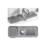 Tanemce Elastik Musluk Matı Su Tutucu Düzenleyici Kaydırmaz Taban Organizer Mutfak Banyo Lavabo, Antrasit