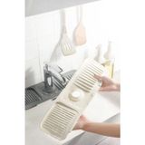 Tanemce Elastik Musluk Matı Su Tutucu Düzenleyici Kaydırmaz Taban Organizer Mutfak Banyo Lavabo, Krem