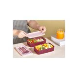 Tanemce Mega Boy 2 Katlı Yemek Saklama Kabı 2 Litre - Kendinden Çatal Kaşık Servisli Lunch Box Set, Mor