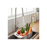 Tanemce Sürgülü Pratik Ayarlanabilir Lavabo Süzgeci, Ayarlı Süzgeç, Meyve Sebze Salata Yıkama Süzgeci Gri