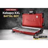 Taner Kebapçı Xxl Battal Boy Çift Telli Elektrikli Et ve Balık Izgarası 44X27CM 1450WATT - Kırmızı