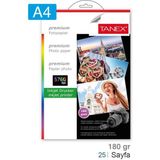 Tanex A4 Fotoğraf Kağıdı 180 gr 1 Paket 25 Adet Kaliteli Ofis ve Ev Kullanımına Uygun
