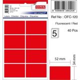 Tanex Flo Kırmızı 34 x 52 MM Ofis Etiketi 5 Yaprak (10 Lu Paket)