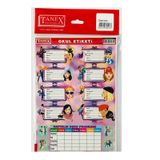 Tanex Kız Desenli Ders Programlı 3 Yaprak Okul Etiketi