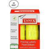 Tanex Makine Fiyat Etiketi 12 x 21 mm Çizgili Fosforlu Sarı 24'lü