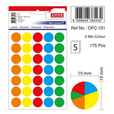 Tanex OFC-131 Mıx Color 19 mm 175 Adet Ofis Etiketi