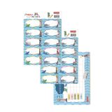 TANEX Okul Etiketi Erkek Modeli 10 lu 2 Yaprak Ders Programlı 1 Paket Defter Kitap Etiketi Desenli Renkli Etiket (Turkuaz)