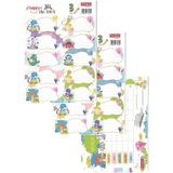 TANEX Okul Etiketi Kız Modeli 10 lu 2 Yaprak Ders Programlı 1 Paket Defter Kitap Etiketi Desenli Renkli Etiket (Yeşil)