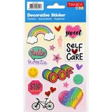 Tanex Puffy Kalp ve Gökkuşağı Sticker Tekli