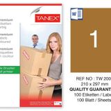 Tanex TW-2000 210x297 mm 100'lü Kraft Etiket