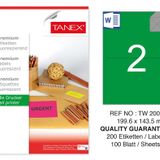 Tanex TW-2002 199.6x143.5 mm 100'lü Yeşil Floresan Laser Etiket