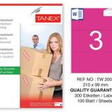 Tanex TW-2003 210x99 mm 100'lü Pembe Pastel Laser Etiket