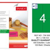 Tanex TW-2004 99.1x139 mm 100'lü Yeşil Floresan Laser Etiket