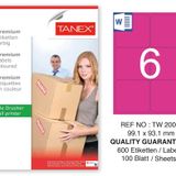 Tanex TW-2006 99.1x93.1 mm 100'lü Pembe Pastel Laser Etiket