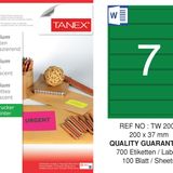 Tanex TW-2007 200x37 mm 100'lü Yeşil Floresan Laser Etiket