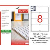 Tanex TW-2008 99.1x67.7 mm 100 Adet Laser Etiket