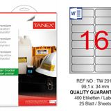 Tanex TW-2016 99.1x34 mm 400'lü Gümüş Lazer Etiket