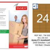 Tanex TW-2024 64x34 mm 100'lü Kraft Etiket