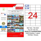 Tanex TW-2037 70x37.125 mm 100 Adet Laser Etiket